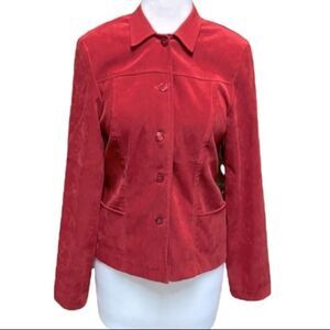 Ellen Fog Red Micro-Fiber Button Front Jacket
